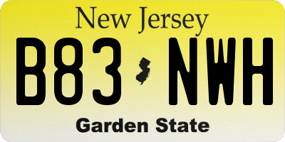 NJ license plate B83NWH