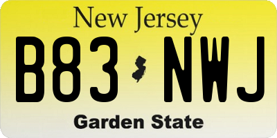 NJ license plate B83NWJ