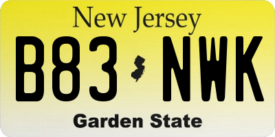NJ license plate B83NWK
