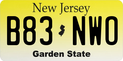 NJ license plate B83NWO