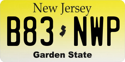 NJ license plate B83NWP