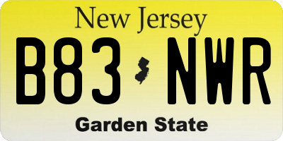 NJ license plate B83NWR