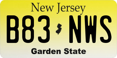 NJ license plate B83NWS