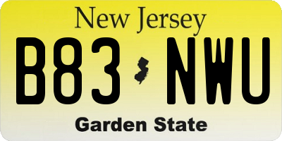 NJ license plate B83NWU