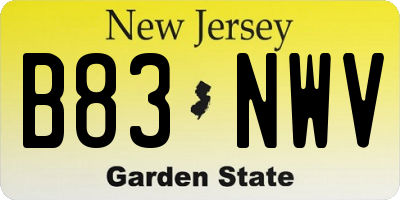 NJ license plate B83NWV