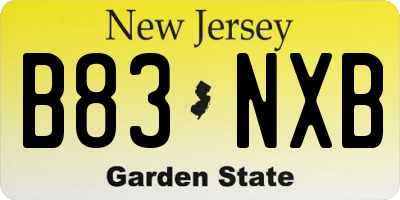 NJ license plate B83NXB