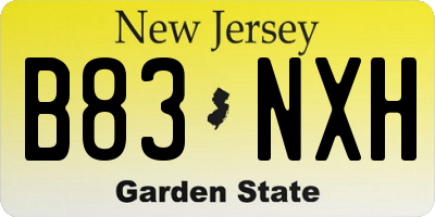 NJ license plate B83NXH