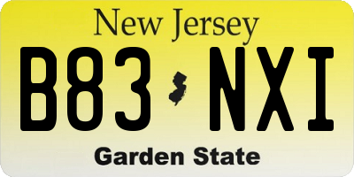 NJ license plate B83NXI