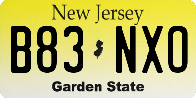 NJ license plate B83NXO