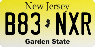NJ license plate B83NXR
