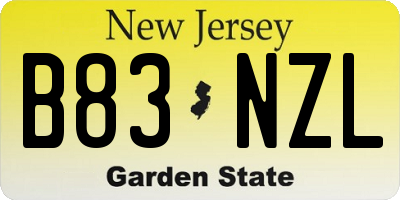 NJ license plate B83NZL