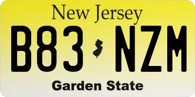 NJ license plate B83NZM
