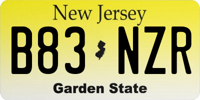 NJ license plate B83NZR