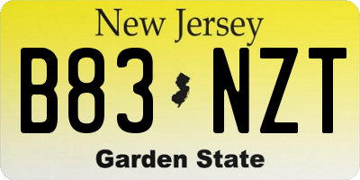 NJ license plate B83NZT
