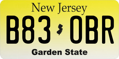 NJ license plate B83OBR