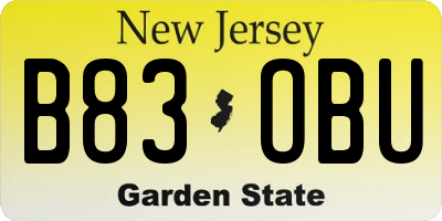 NJ license plate B83OBU