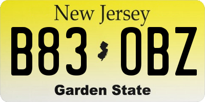 NJ license plate B83OBZ