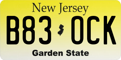 NJ license plate B83OCK