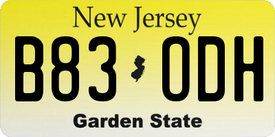NJ license plate B83ODH