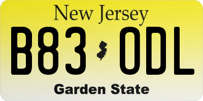 NJ license plate B83ODL