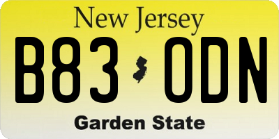 NJ license plate B83ODN
