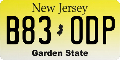 NJ license plate B83ODP