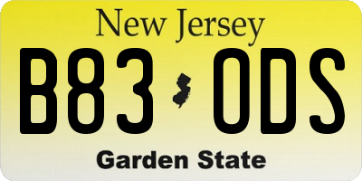 NJ license plate B83ODS
