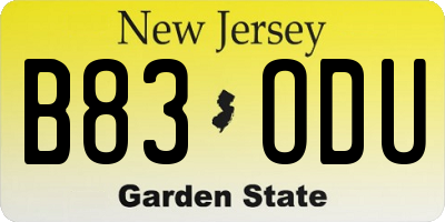 NJ license plate B83ODU