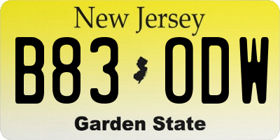 NJ license plate B83ODW