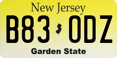 NJ license plate B83ODZ