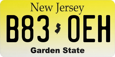 NJ license plate B83OEH