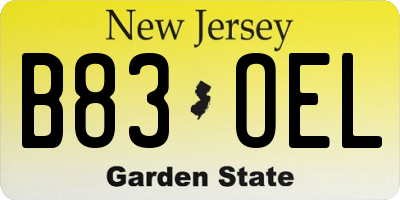 NJ license plate B83OEL