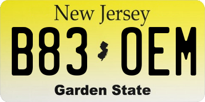 NJ license plate B83OEM