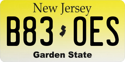 NJ license plate B83OES