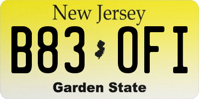 NJ license plate B83OFI