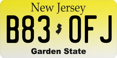 NJ license plate B83OFJ