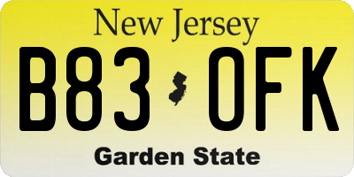 NJ license plate B83OFK