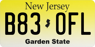NJ license plate B83OFL