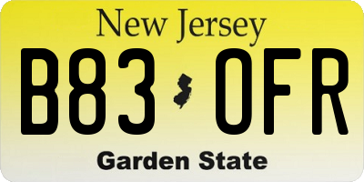 NJ license plate B83OFR