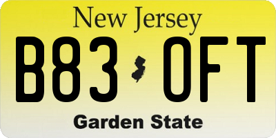 NJ license plate B83OFT