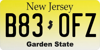 NJ license plate B83OFZ