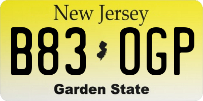 NJ license plate B83OGP