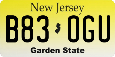 NJ license plate B83OGU