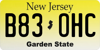 NJ license plate B83OHC