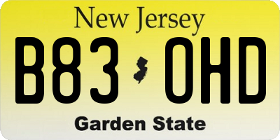 NJ license plate B83OHD
