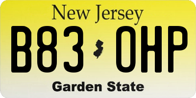 NJ license plate B83OHP