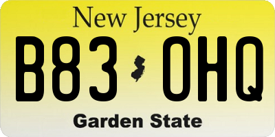 NJ license plate B83OHQ