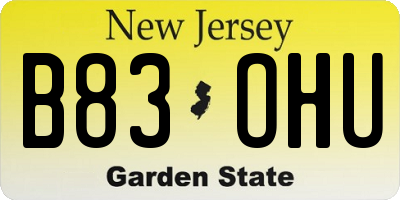 NJ license plate B83OHU
