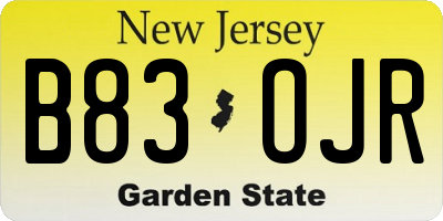 NJ license plate B83OJR