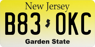 NJ license plate B83OKC